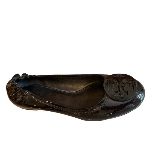 Tory Burch Reva Patent Leather Ballet Flats Black 7 - Picture 1 of 11